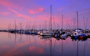a group of boats docked in a marina at sunset at Yachthafenresidenz-Wohnung-9207-895 in Kühlungsborn