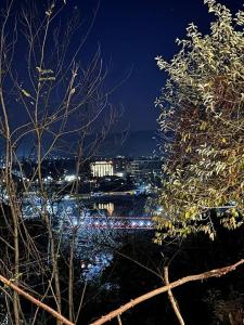 uma vista para um rio à noite com uma cidade em BEST VIEW OF KUTAISI em Kutaisi