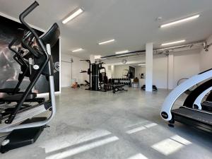 Centrum fitness w obiekcie Apartament Ukiel No9 z prywatnym dostępem do jeziora i siłownią