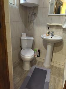 Vacation home on Rybzavodskaya في Lidzava: حمام مع مرحاض ومغسلة