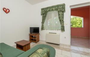 - un salon avec un canapé et une télévision dans l'établissement Beautiful Apartment In Pavicini With Wifi, à Pavicini