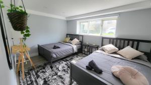 1 dormitorio con 2 camas y ventana en JstLikeHome - Serenity Suites en Ottawa