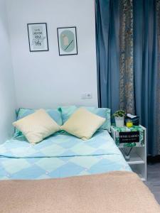 een bed met twee kussens in een kamer bij Fantastico Apartamento Estudio Centro in Madrid