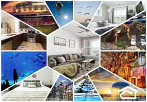 een collage van foto's van een woonkamer bij Ski and Relax - Conveniently Located - Luxury Stay in Draper