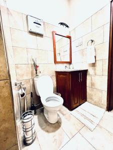 łazienka z toaletą i umywalką w obiekcie The Angelique Oasis w mieście Arusza