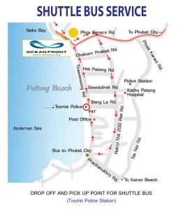 a map of the shuttle bus service at Oceanfront Beach Resort - SHA Extra Plus in Patong Beach