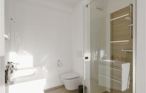 a bathroom with a toilet and a sink and a shower at Lovely Apartment In Lembruchdümmer See in Lembruch