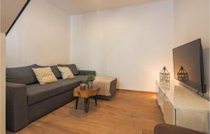 ein Wohnzimmer mit einem Sofa und einem Flachbild-TV in der Unterkunft Nice Home In Betiga With Sauna, Outdoor Swimming Pool And Jacuzzi in Barbariga