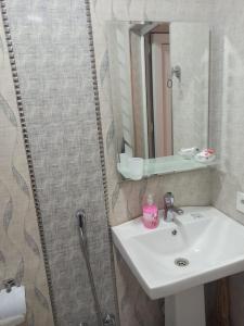 y baño con lavabo y espejo. en VILLA MEYSARY, en Şamaxı