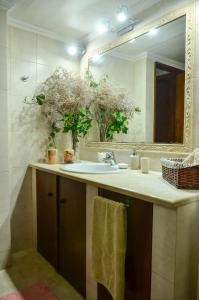a bathroom with a sink and a mirror at Antalia Home in Kalamata