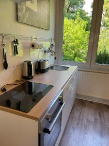 Η κουζίνα ή μικρή κουζίνα στο City Studios mit Garten in Elberfeld- Zentral - Nespresso - Netflix
