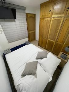 - un lit avec 2 oreillers dans l'établissement Hospedaje Continental, à Bogotá