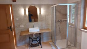 Kúpeľňa v ubytovaní idyllischer Landhof Nähe Millstättersee Ferienwohnung mit Balkon