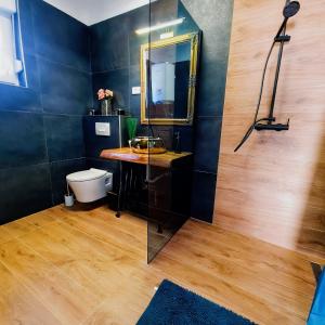 a bathroom with a sink and a mirror at Villa La Merion in Starigrad-Paklenica +39 photos