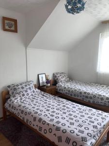 a bedroom with two beds and a window at Villa Rose in Sarajevo