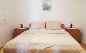 sypialnia z łóżkiem z 2 szafkami nocnymi w obiekcie Apartmani Košutić w mieście Stara Baška