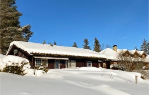 una casa cubierta de nieve con un montón de nieve en Awesome Home In Ingeberg With Kitchen en Syljuset