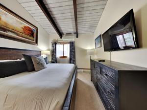 a bedroom with a bed and a flat screen tv at Timberline Condominiums 1 Bedroom plus Loft Deluxe Unit B3C in Snowmass Village