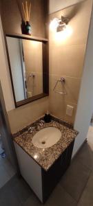 里奧誇爾托的住宿－DEPARTAMENTO DEL PARQUE，一间带水槽和镜子的浴室