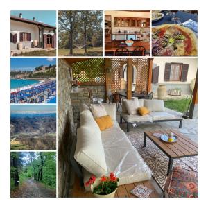 un collage de fotos con sofá y mesa en Moretti Mountain House - Relax in Nature, en Gorreta