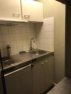 - une cuisine avec un évier et un comptoir dans l'établissement 30 Boulevard Studio Apartment - 01, à Melun