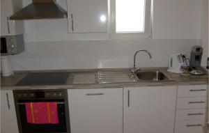 une cuisine avec un évier et un plan de travail dans l'établissement Seeigel, à Süssau