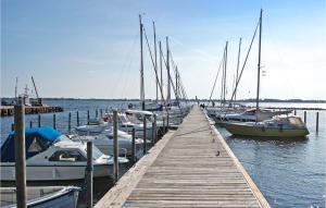 einer Gruppe von Booten, die an einem Dock angedockt sind in der Unterkunft Cozy Home In Bog By With Sauna in Bogø By