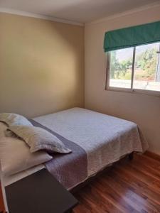 a bedroom with a bed and a window at Refugio Guimanta in Vicuña