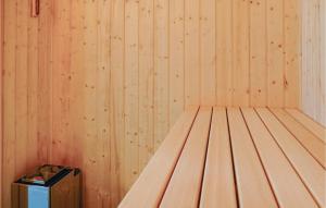 a room with a wooden wall with a baseball dugout at Cozy Home In Krems Iiwarderbrück in Göls +18 photos