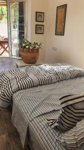 duże łóżko w pokoju z rośliną w obiekcie Apartment Casa Topic w mieście Blace