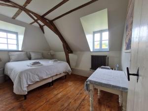 - une chambre avec un lit et 2 fenêtres dans l'établissement Château de Paraize, à Livry