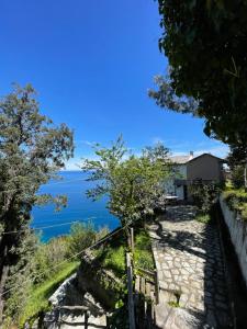 a view of the ocean from the house at Double studio room by the sea in Tsagarada