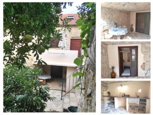 un collage de fotos de una cocina y una casa en Apartman Kameni zid, en Jelsa