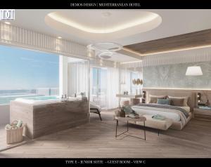 A bed or beds in a room at Mediterranean Hotel