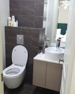 a bathroom with a toilet and a sink at Lileo in Tsalka