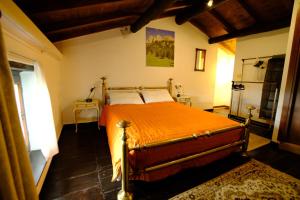 ペスキエーラ・デル・ガルダにあるDimora dei Baccoliのベッドルーム1室(オレンジ色の掛け布団付きのベッド1台付)