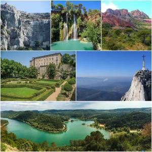un collage de fotos de una cascada y un río en Villa Comorebi Provence, en Entrecasteaux