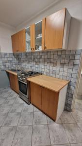 a kitchen with a stove and a counter top at SUN RIVER KOLPA Zala in Vinica