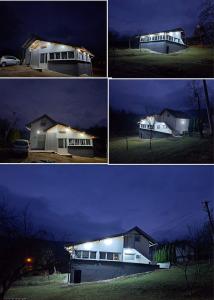 vier verschillende uitzichten op een huis 's nachts bij Vikendica Avram-Plane 