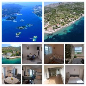 a collage of photos of a island in the water at Apartman Iva in Kučište