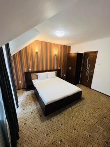 a bedroom with a large bed in a room at Pensiunea Zimbrul in Poiana Brasov