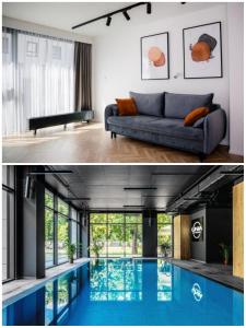 un soggiorno e una piscina in una casa di SMART Apartament typu studio BASEN & SPA Unia Residence a Lublino