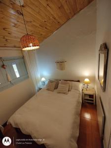 1 dormitorio con 1 cama blanca grande en una habitación en Chalet Los Troncos en San Rafael
