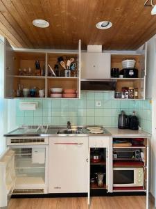 cocina con fregadero y encimera en Pipin’s Studio, en Ostermundigen