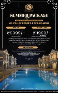 a flyer for a villa resort with a swimming pool at Red Tullip MD Valley Resort and Spa in Udaipur