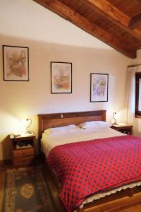 a bedroom with a bed and two night stands with lamps at Rose Apartment in Aosta