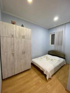 1 dormitorio con 1 cama y armario grande en Apartment On Luka Asatiani 2 en Batumi