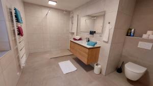 a bathroom with a sink and a toilet at URLAUB LUNZ - Ferienwohnungen Fam. Fürst in Lunz am See +25 photos