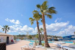 ein Resort mit Palmen und einem Pool in der Unterkunft Mobil Home dans camping Frejus in Fréjus