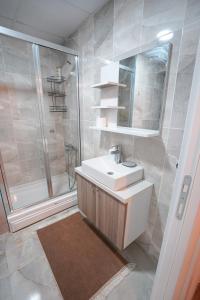 a bathroom with a sink and a shower at King Suite AN9 in Istanbul